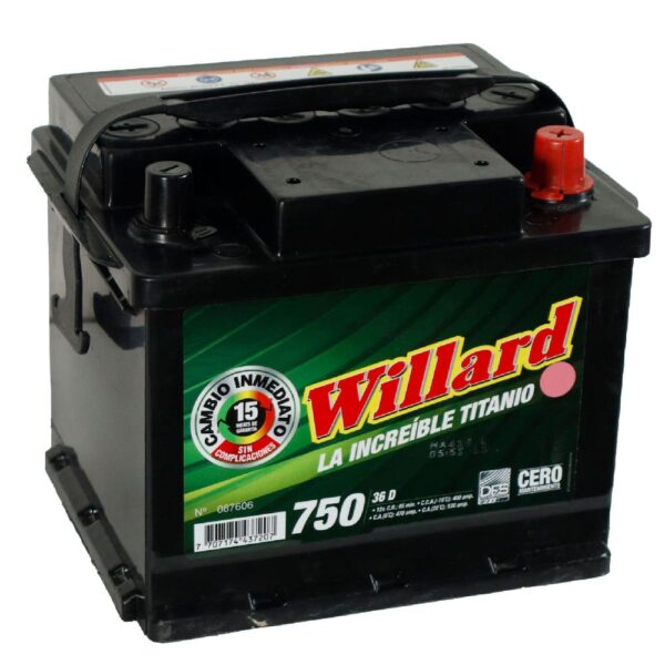 Batería Willard Titanio 750 36 Polaridad Derecha