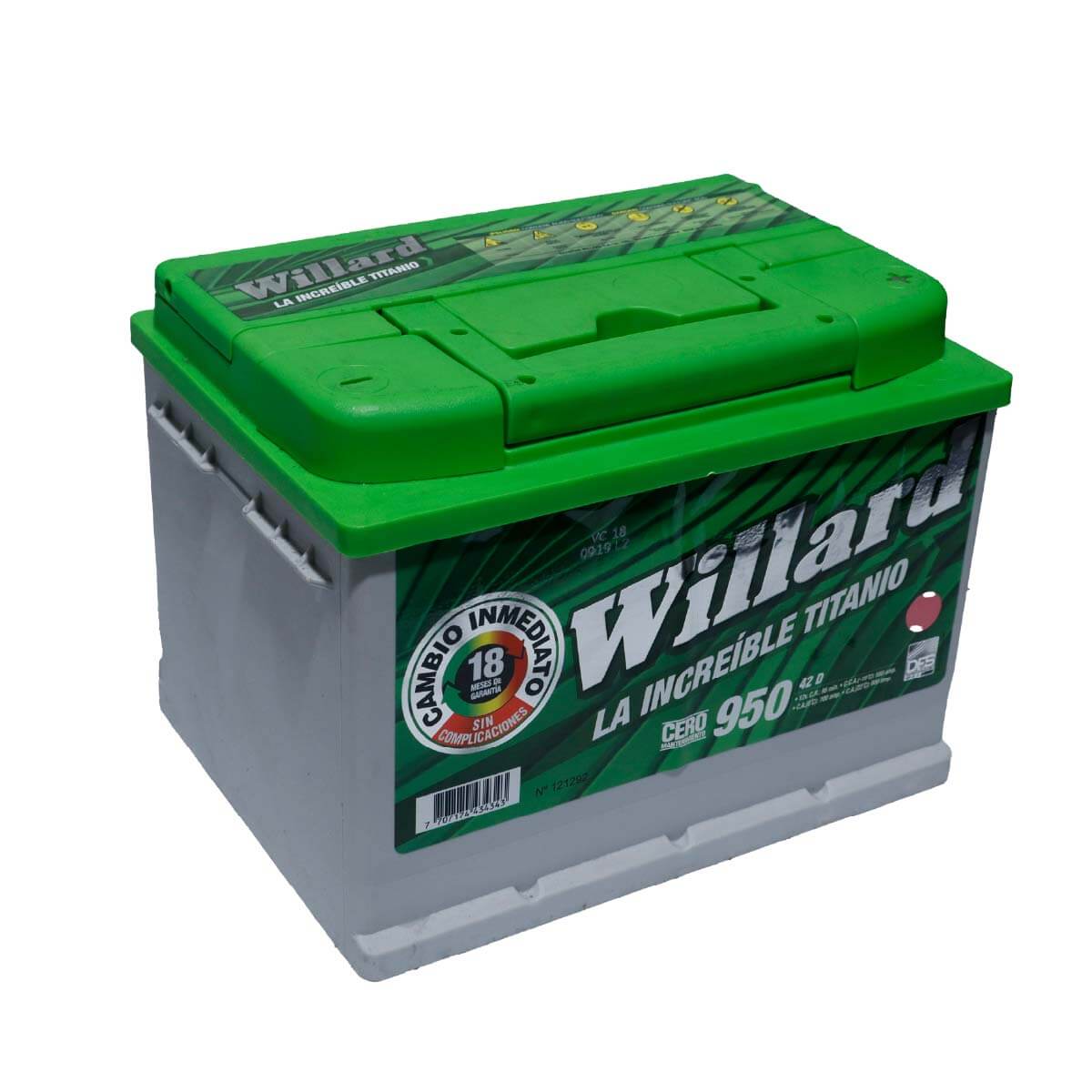 Batería Willard titanio 950 / Caja 42 / Polaridad Derecha